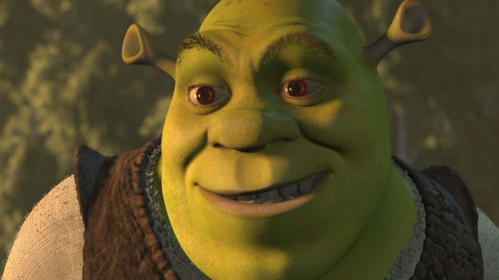 Vibrant Shrek Wallpaper: Iconic Smile in Lush Forest Background