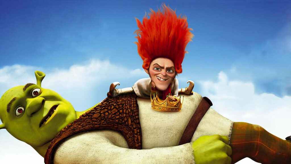 Shrek-Themed Wallpaper: Rumpelstiltskin on Shrek's Shoulder
