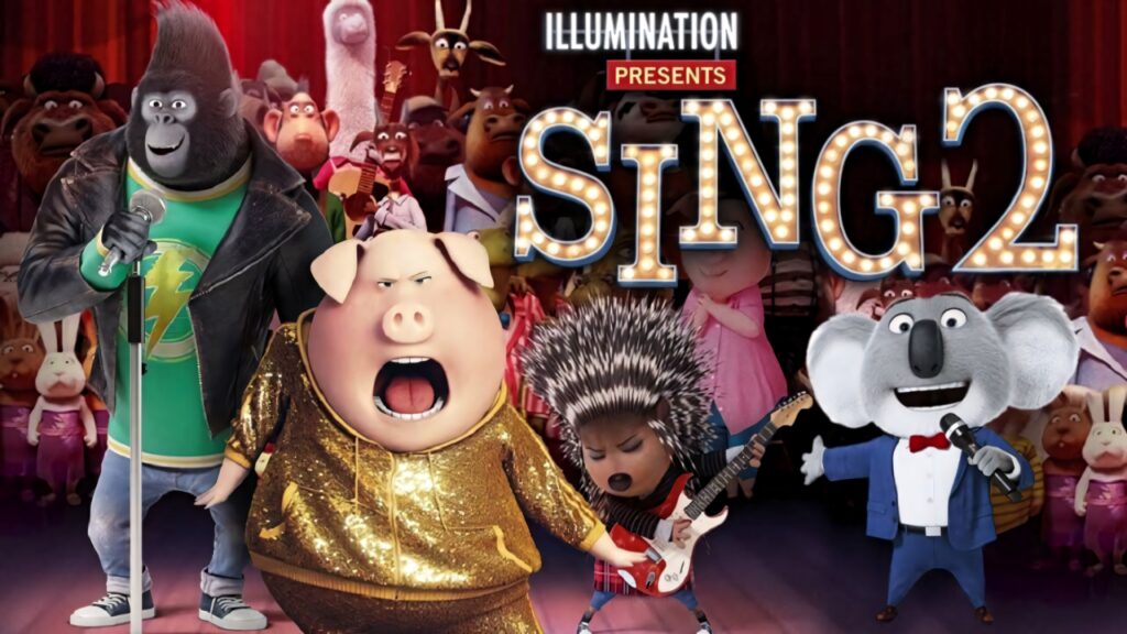 Vibrant Sing 2 Wallpaper: Lively Characters Performing on Stage