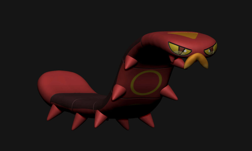 Sizzlipede Wallpaper: Striking Pokémon Against Dark Background