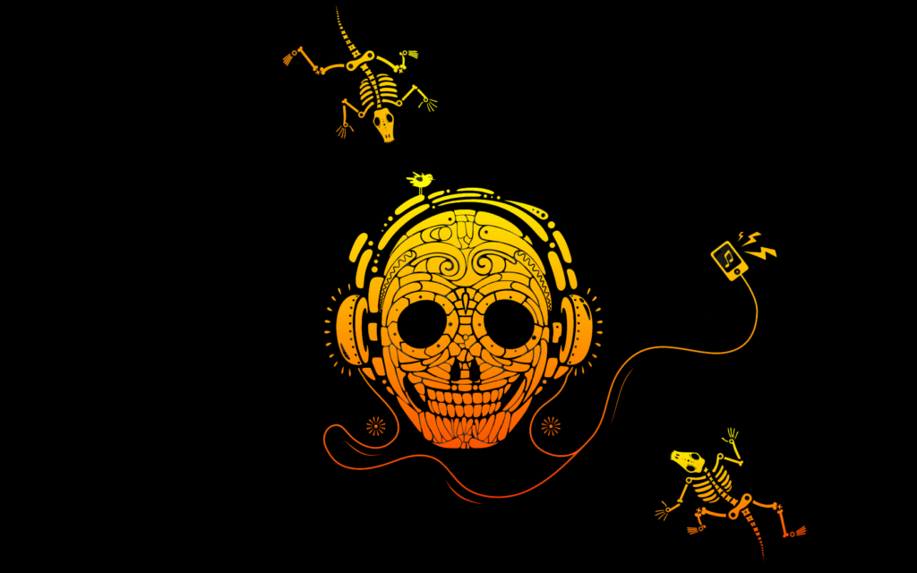 Vibrant Skull Wallpaper: Music, Patterns & Lively Skeleton Accents