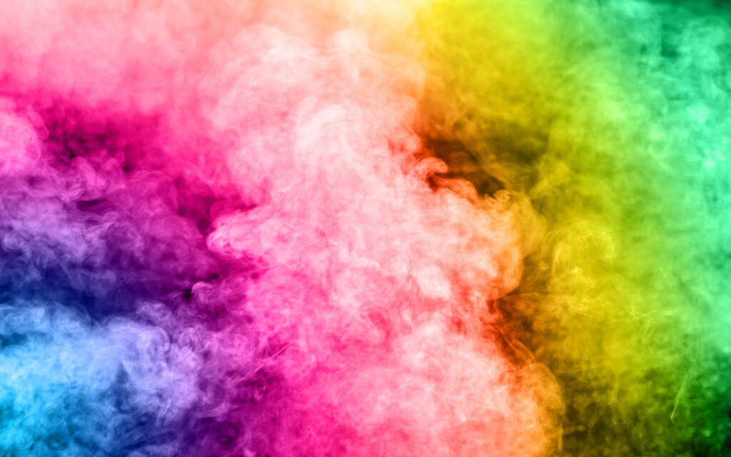 4K abstract smoke wallpaper with vibrant rainbow plumes and intricate gaseous textures background