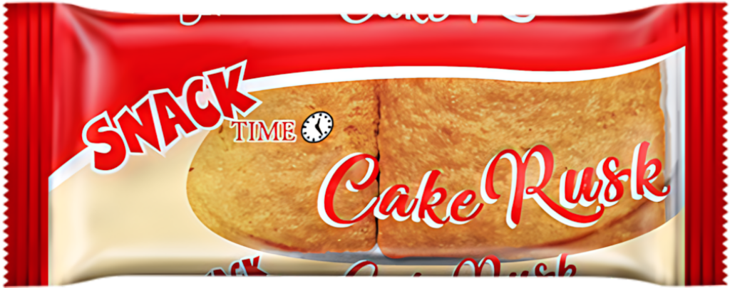 Vibrant Snack Time Cake Rusk Packaging: Golden-Brown Crunchy Treat Wallpaper