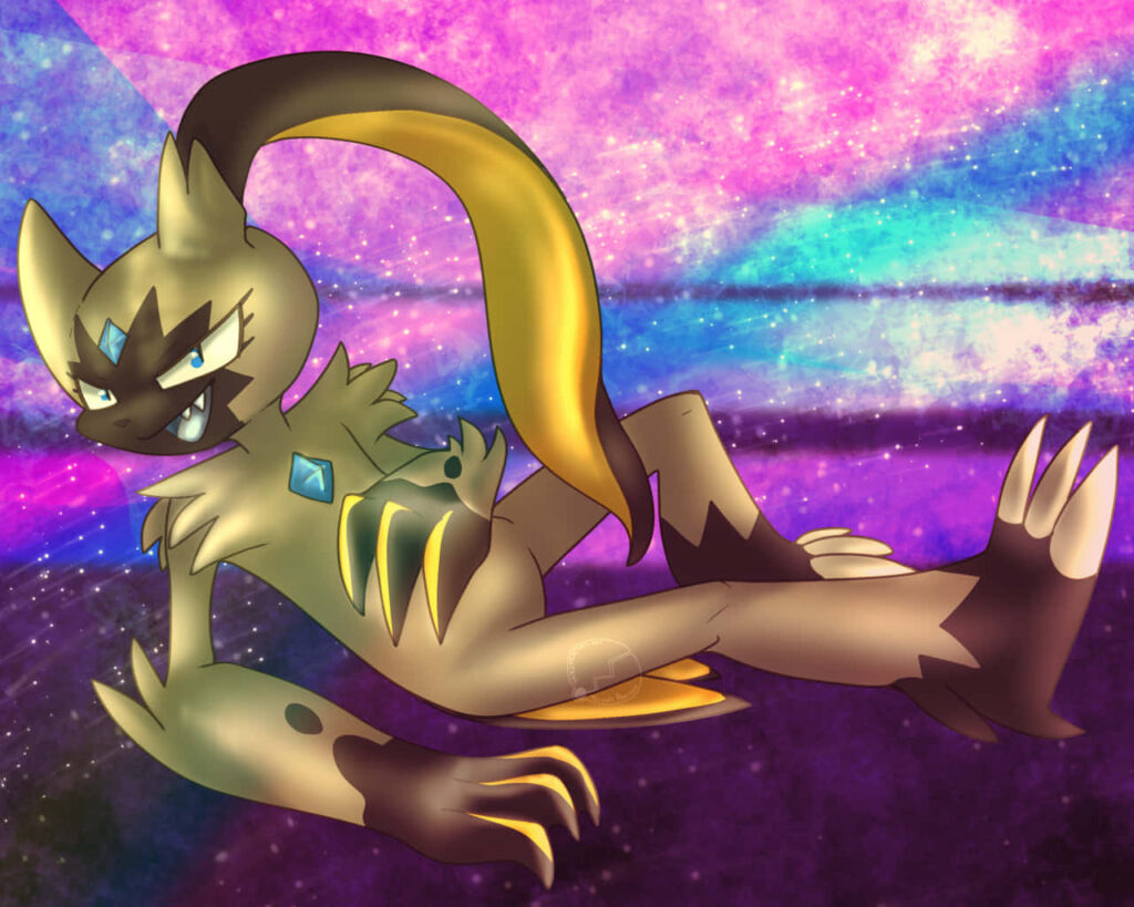 Vibrant Sneasler Pokémon Wallpaper with Mesmerizing Galaxy Background