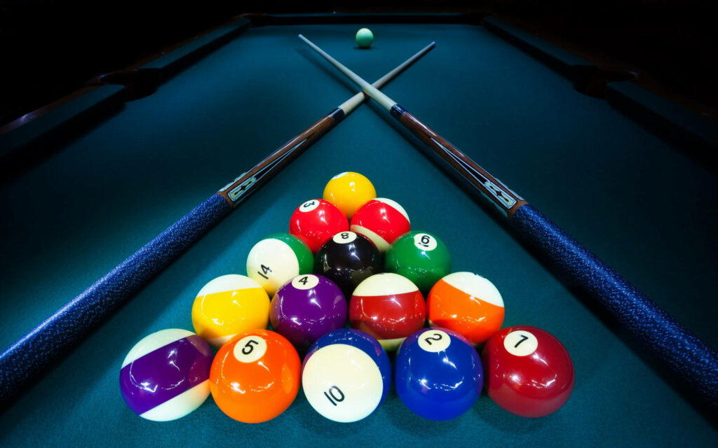 Vibrant Snooker Game Set-Up on a Stylish Blue Table - A Captivating Snooker Background Snapshot Wallpaper