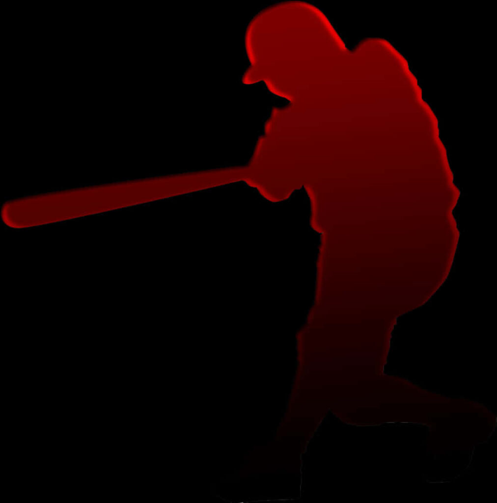 Vibrant Softball Batter Silhouette Wallpaper with Glowing Red Outline