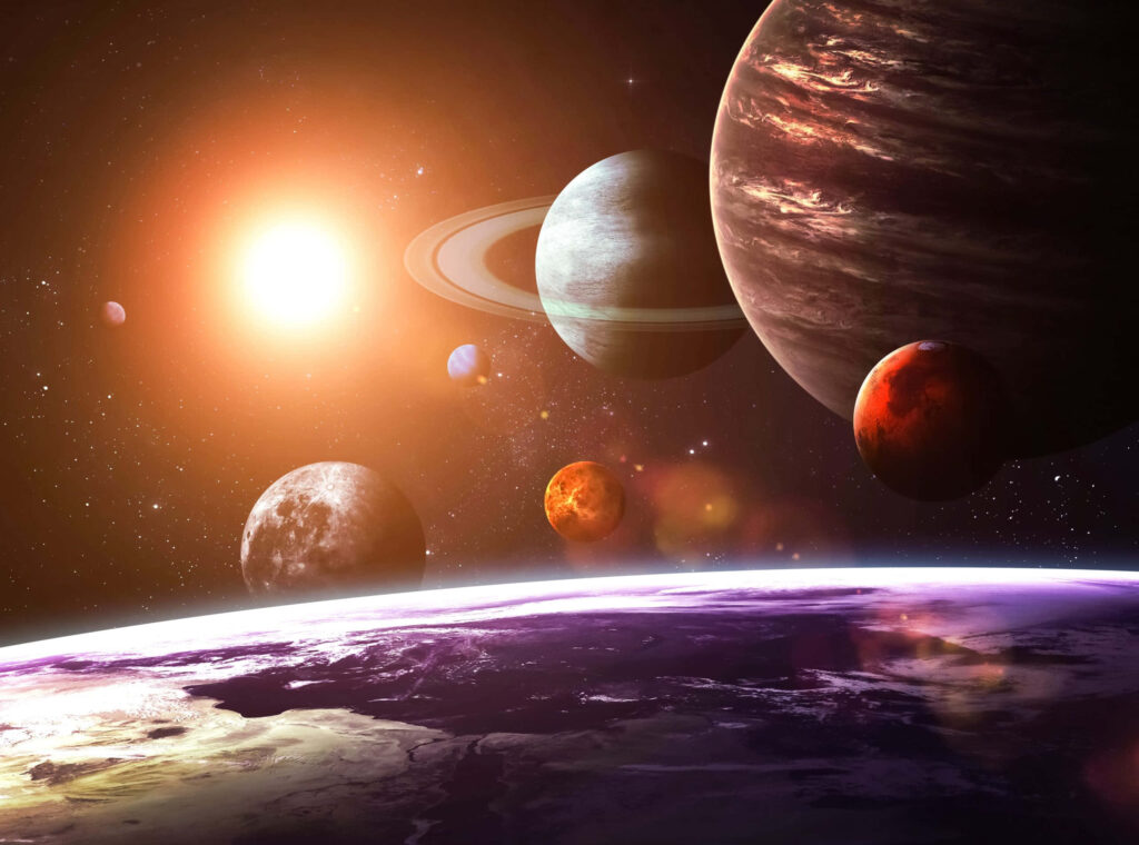 Vibrant Solar System Artwork Wallpaper with Illuminated Planets