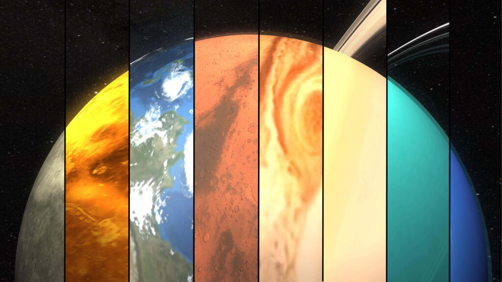 Vibrant Solar System Collage Wallpaper: Artistic Planet Textures