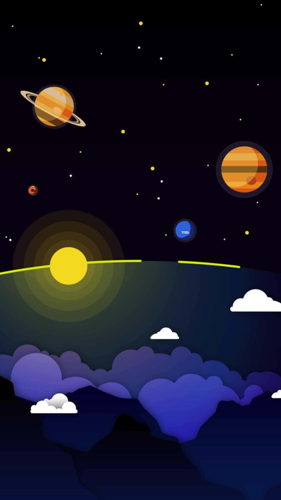 Vibrant Solar System Artwork: Colorful Planets & Starry Sky Wallpaper