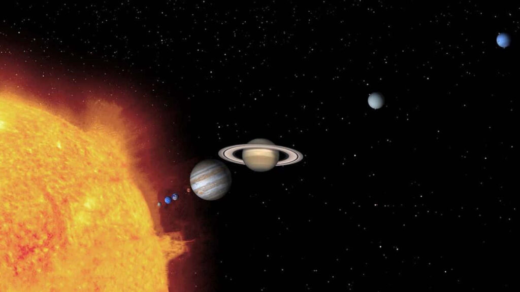 Vibrant Solar System Wallpaper: Blazing Sun & Planets in Space