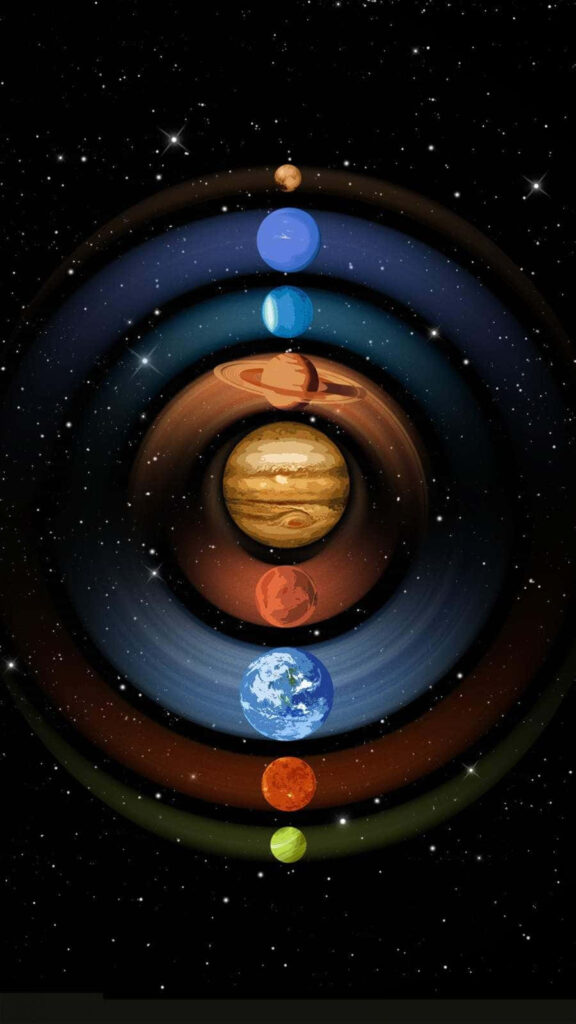 Colorful Solar System Wallpaper: Vibrant Planets in Starry Background