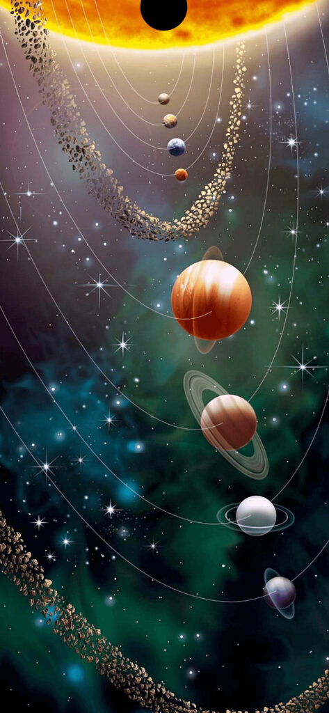 Vibrant Solar System Wallpaper: Cosmic Planets & Stars Background