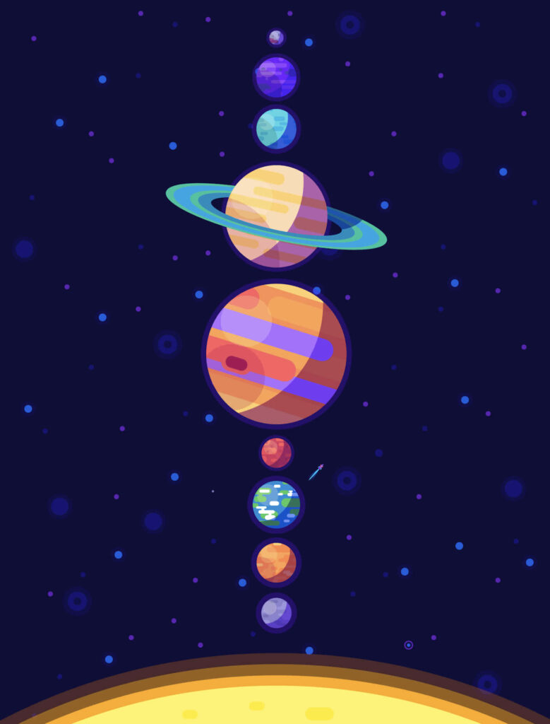 Vibrant Solar System Wallpaper: Planets Aligned Against Space