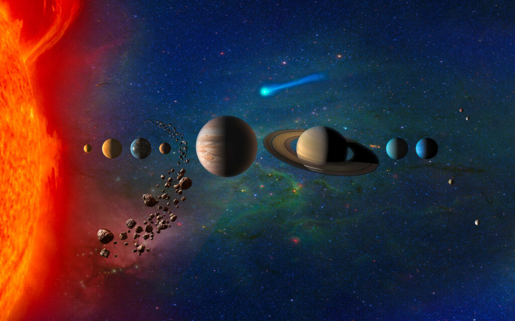 Vibrant Solar System Wallpaper: Panoramic View of Space & Planets