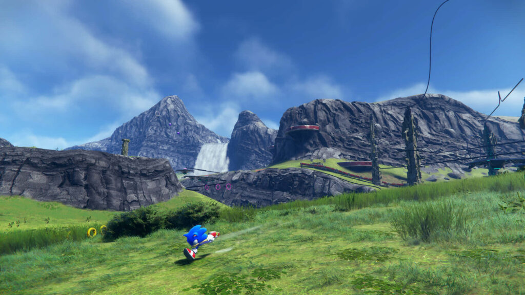 Vibrant Sonic Frontiers Wallpaper: Racing Through Grassy Landscapes