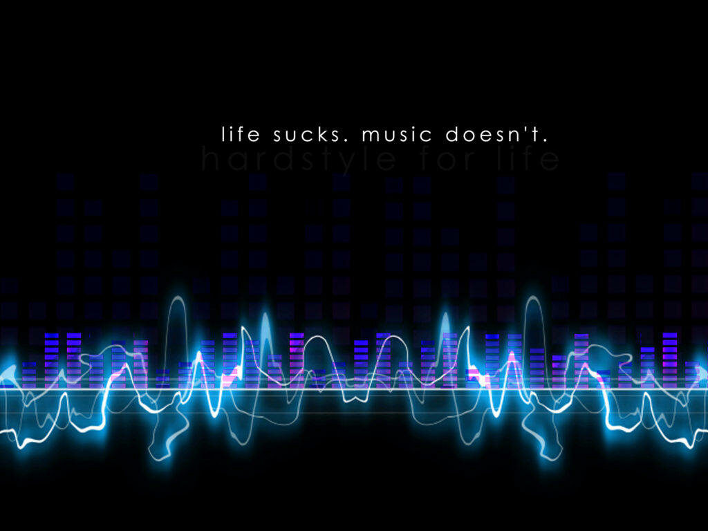 Vibrant Sound Waves Resonating Against a Dark Canvas, Reminding Us: Music Transcends Life's Troubles Wallpaper