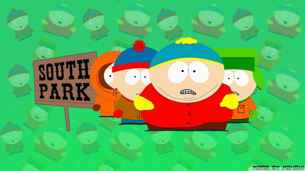 Vibrant South Park Wallpaper: Cartman, Stan, Kyle & Kenny Design