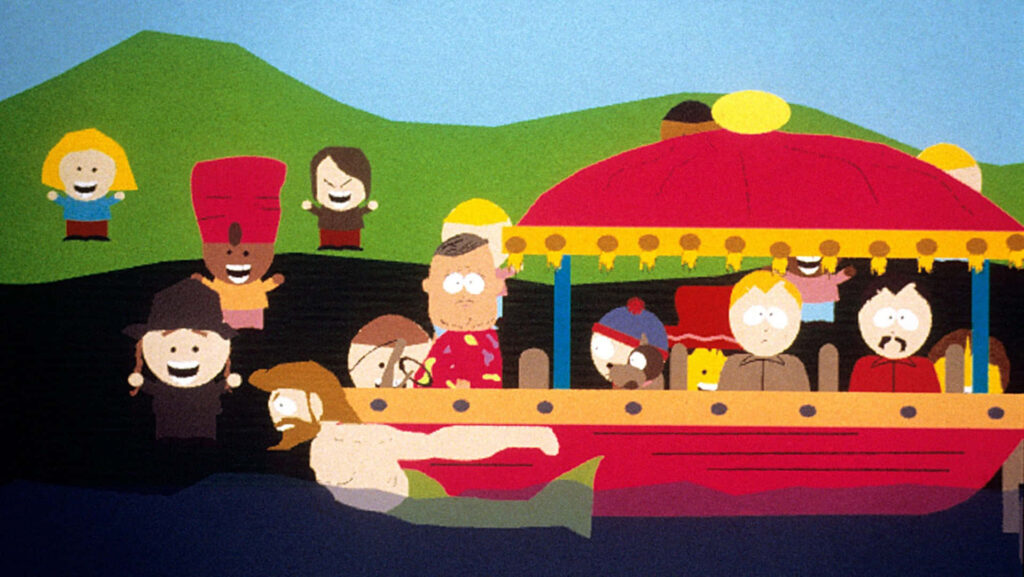 Vibrant South Park Wallpaper: Iconic Characters on a Colorful Boat