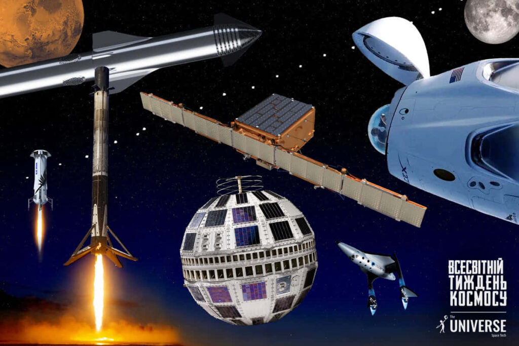 Vibrant Space Exploration Wallpaper: Rockets, Satellites & Mars