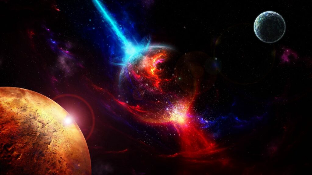Vibrant Space-Themed Wallpaper: Colorful Planets & Cosmic Energy