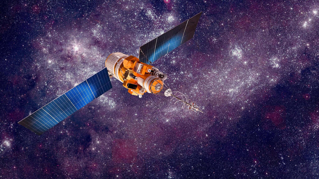 Stunning Spacecraft Wallpaper: Vibrant Cosmic Scene with Stars & Galaxies