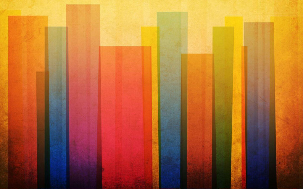 Vibrant Graphic Design: Kaleidoscope of Colorful Bars on Electrifying Orange Wallpaper