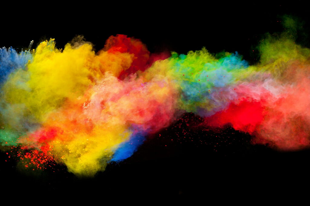 Vibrant Shades: A Dark & Colorful Powder Paint Extravaganza - QHD Wallpaper Background