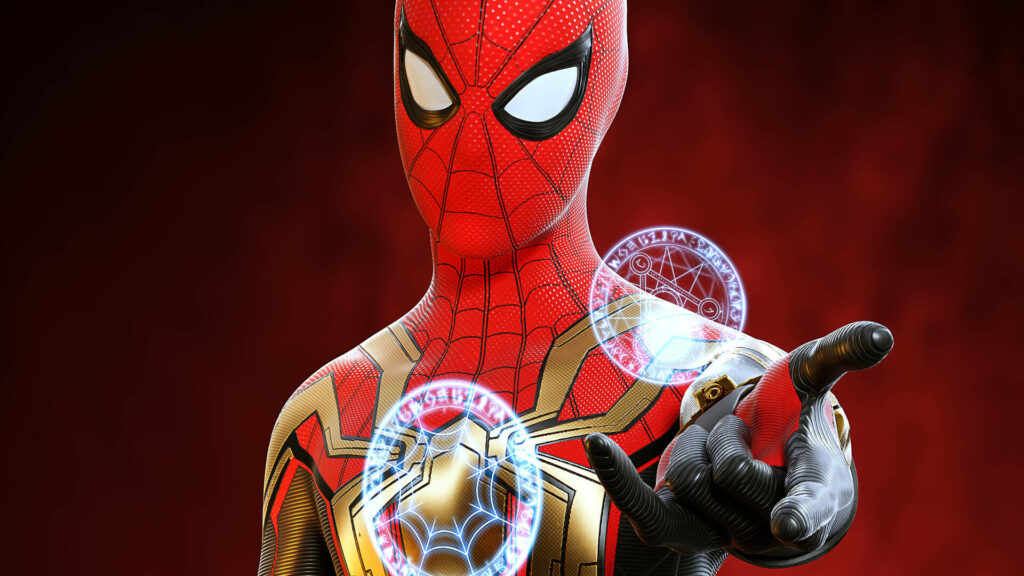 Vibrant Spider-Man: No Way Home Wallpaper with Glowing Sigils