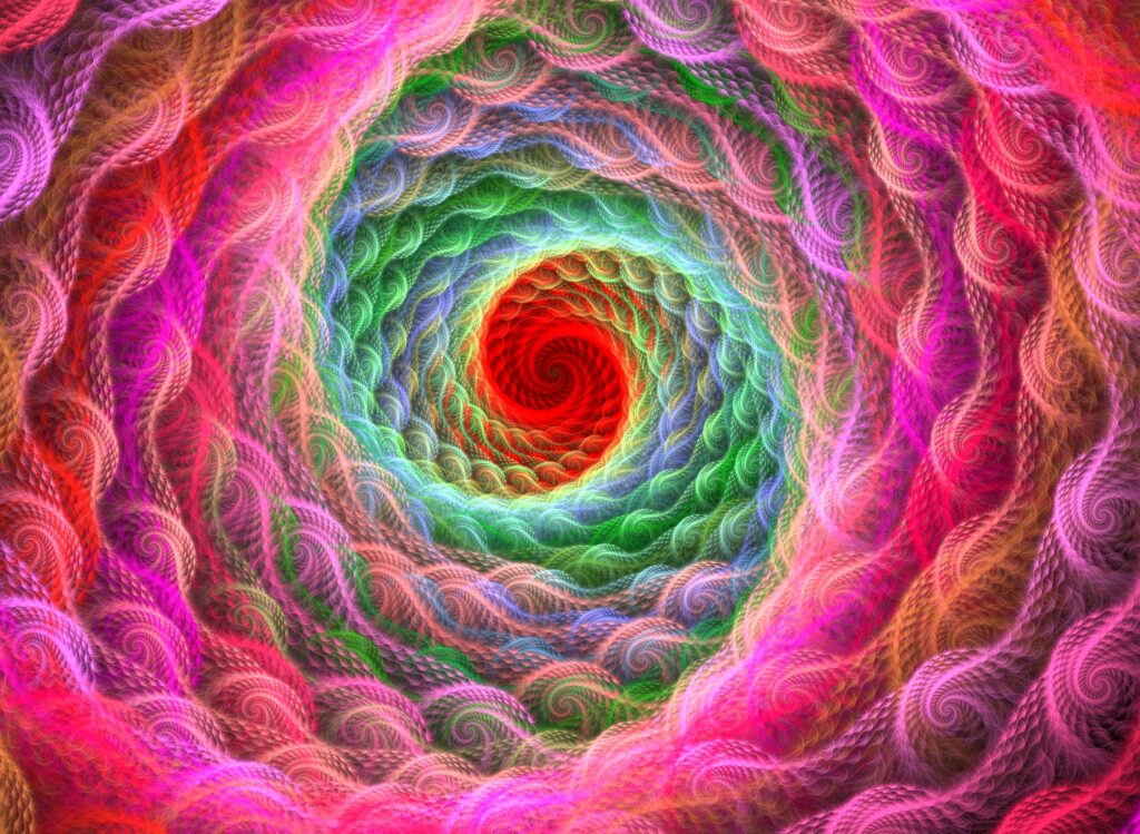 Vibrant Spiral Fractal Wallpaper: Colorful Dynamic Background Design