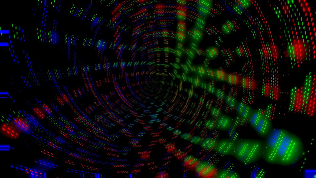Mesmerizing 4K Spiral Wallpaper: Vibrant Colors on Black Background
