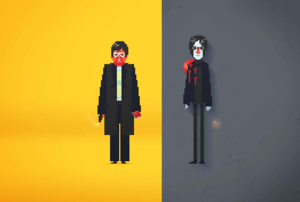 Striking Split Design Wallpaper: Bold Yellow & Dark Eerie Contrast