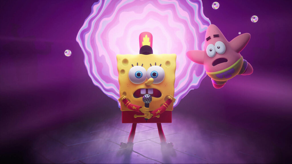 Exciting SpongeBob & Patrick Concert Wallpaper - Purple Vibes