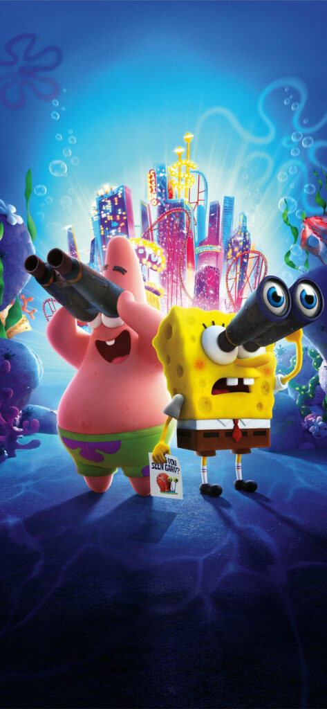 3D SpongeBob & Patrick Explore Colorful Underwater City Wallpaper