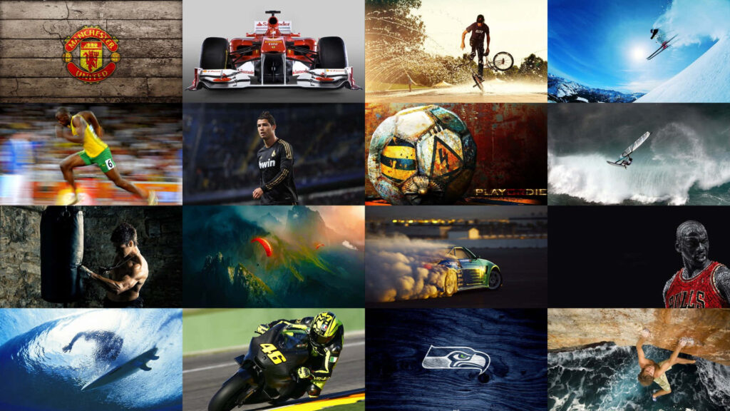 Vibrant Sports Collage Wallpaper: Passion & Determination in Action