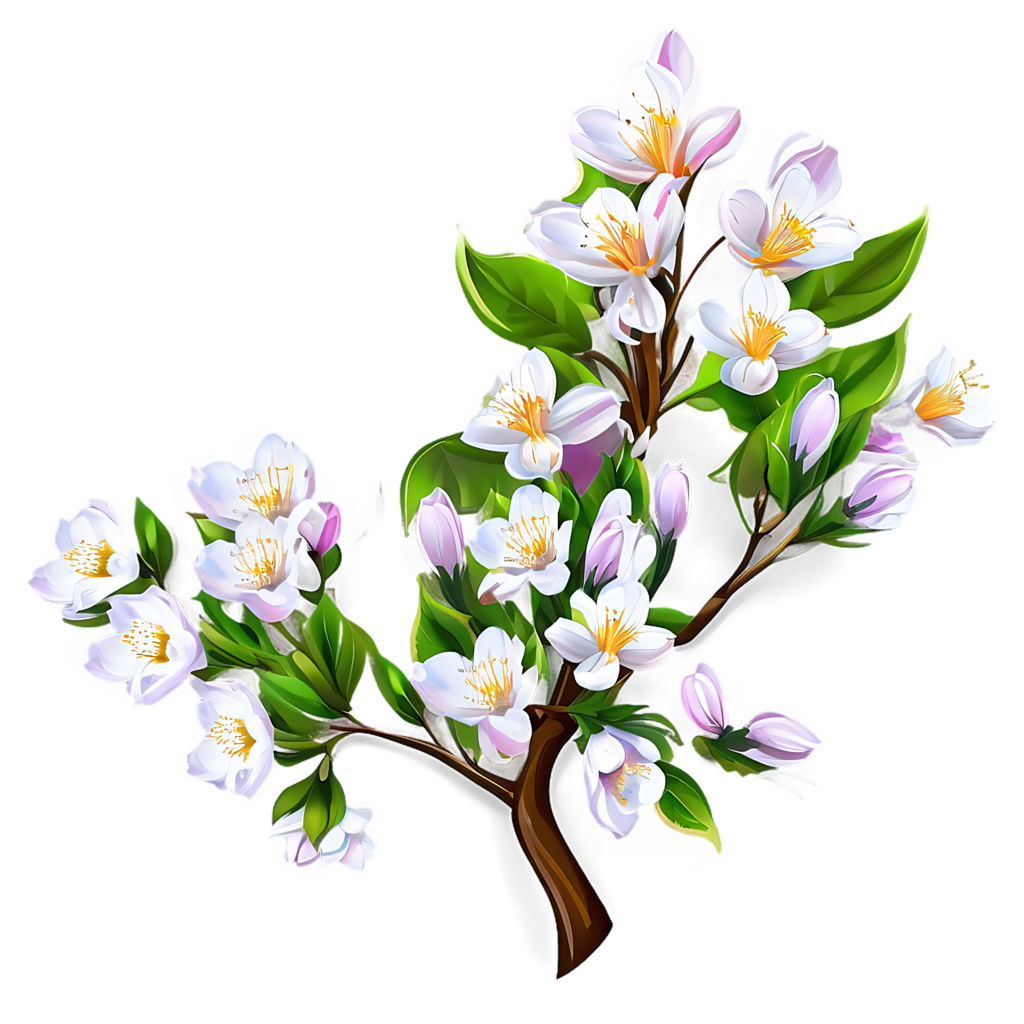 Spring Blossom Wallpaper: Vibrant Floral Background with Green Leaves