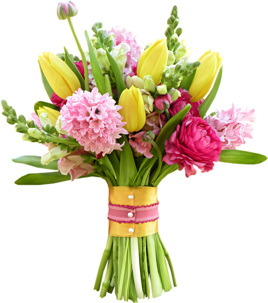 Vibrant Spring Bouquet: Colorful Tulips, Roses & Lush Green Foliage Wallpaper