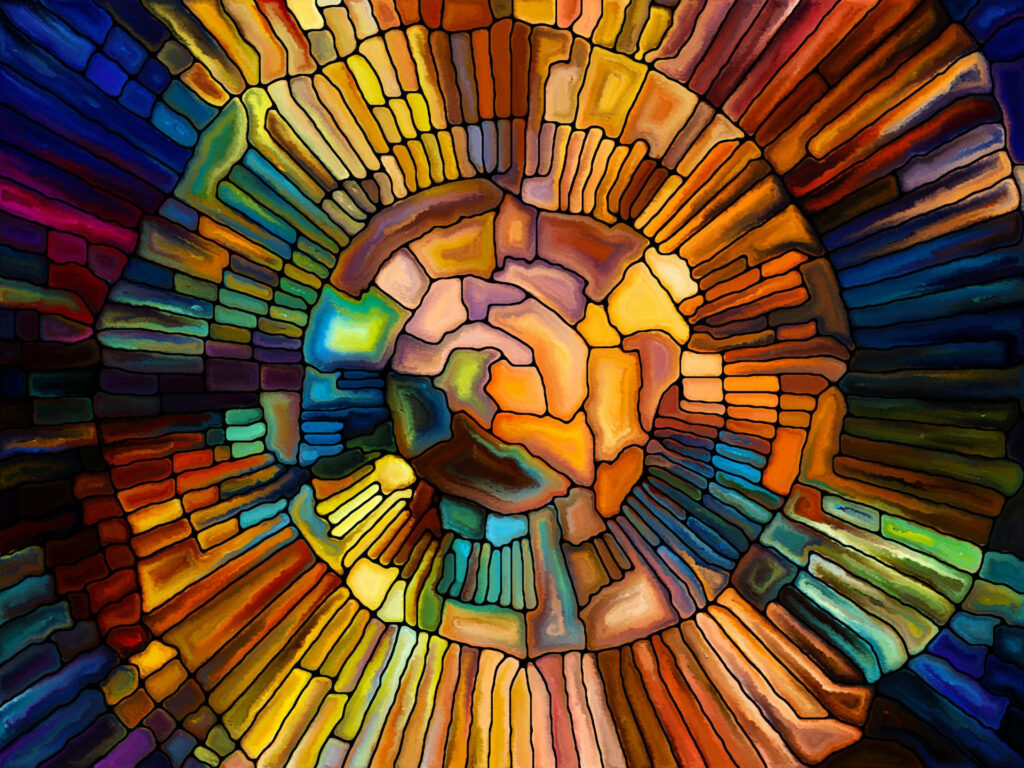 Vibrant Stained Glass Wallpaper: Colorful Mosaic Background Design