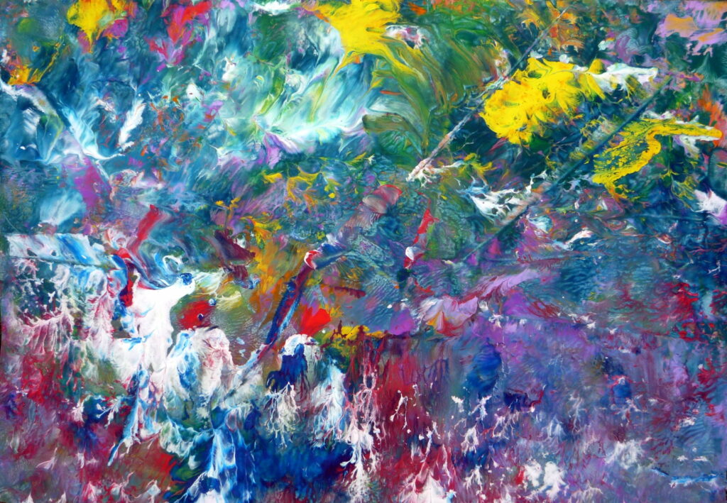 Vibrant Strokes: A Kaleidoscope of Color - Abstract Oil Painting on Canvas Wallpaper