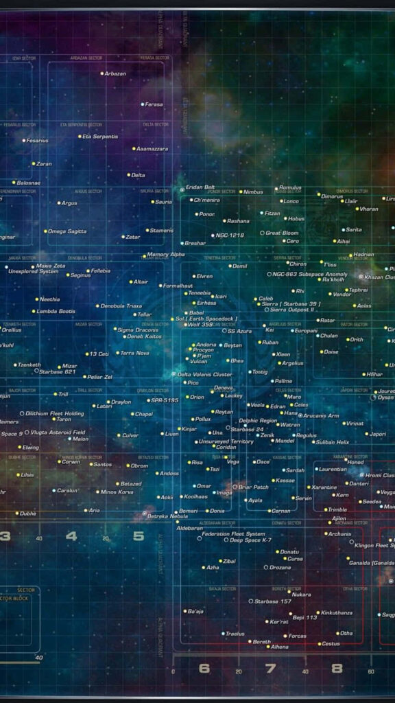 Vibrant Star Trek Star Map Wallpaper with Celestial Bodies