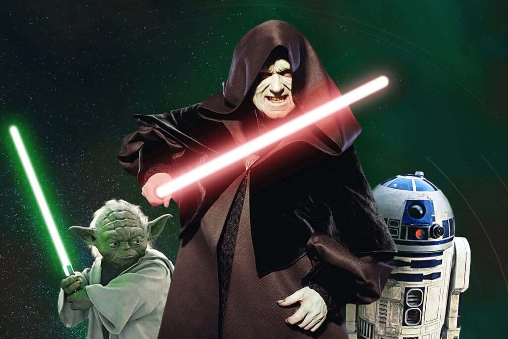 Star Wars Wallpaper: Iconic Characters in a Galactic Scene