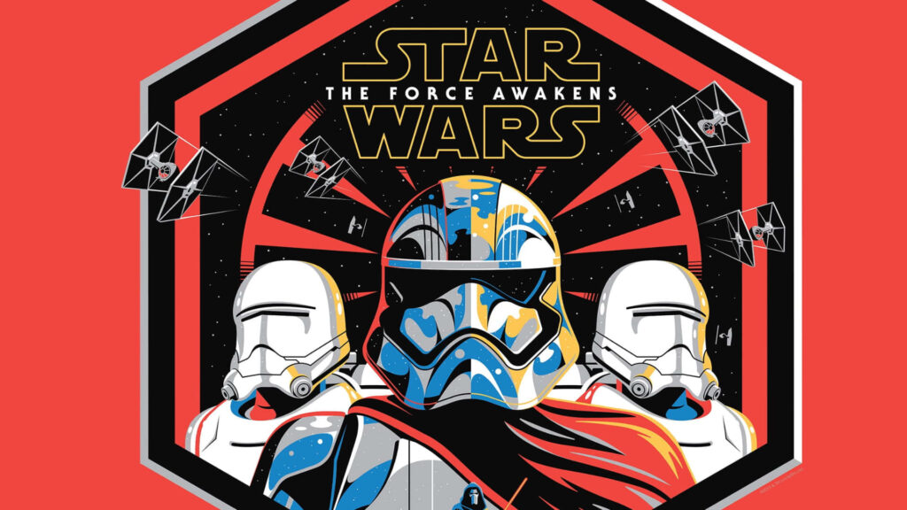 Vibrant Star Wars Wallpaper: Stormtroopers & TIE Fighters Design