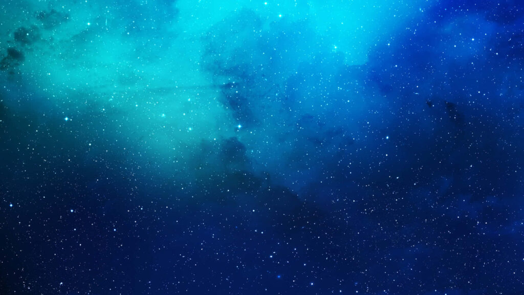Vibrant starry nebula wallpaper in blue and teal with twinkling stars, cosmic serenity.