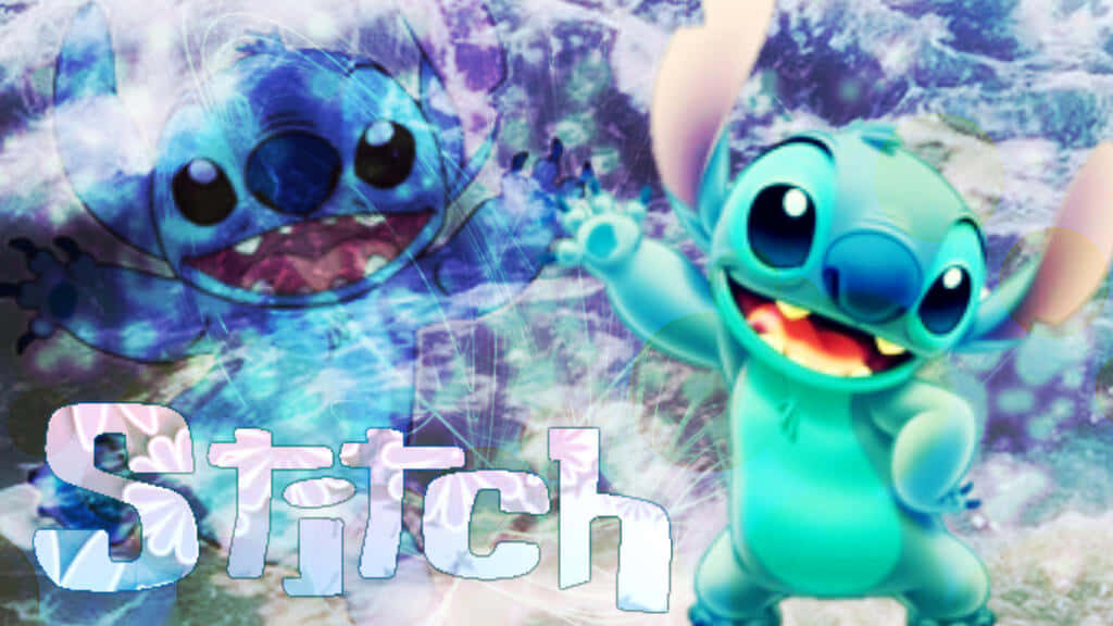 Playful Stitch Wallpaper: Vibrant Disney Lilo & Stitch Design