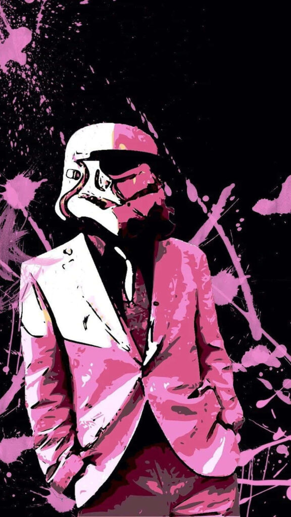 Vibrant Stormtrooper Wallpaper: Edgy Pink Suit & Abstract Art