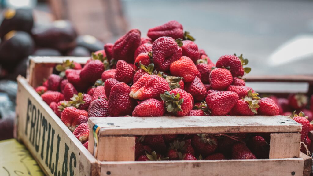 Fresh Strawberry Wallpaper: Rustic Basket of Sweetness & Freshness