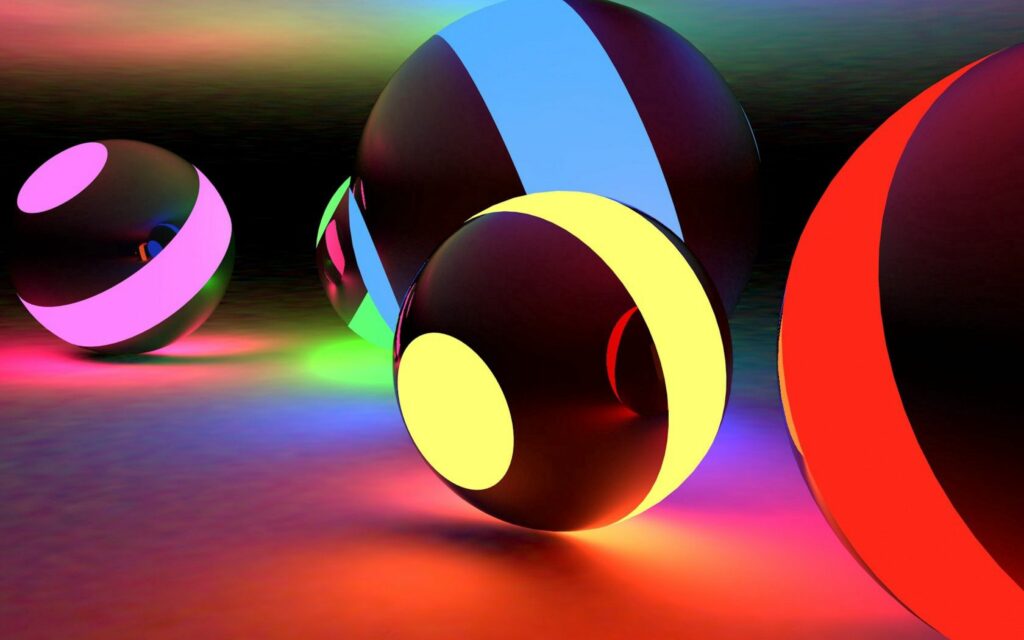 Vibrant Wallpaper with Glossy Striped Balls - 1680x1050 Background