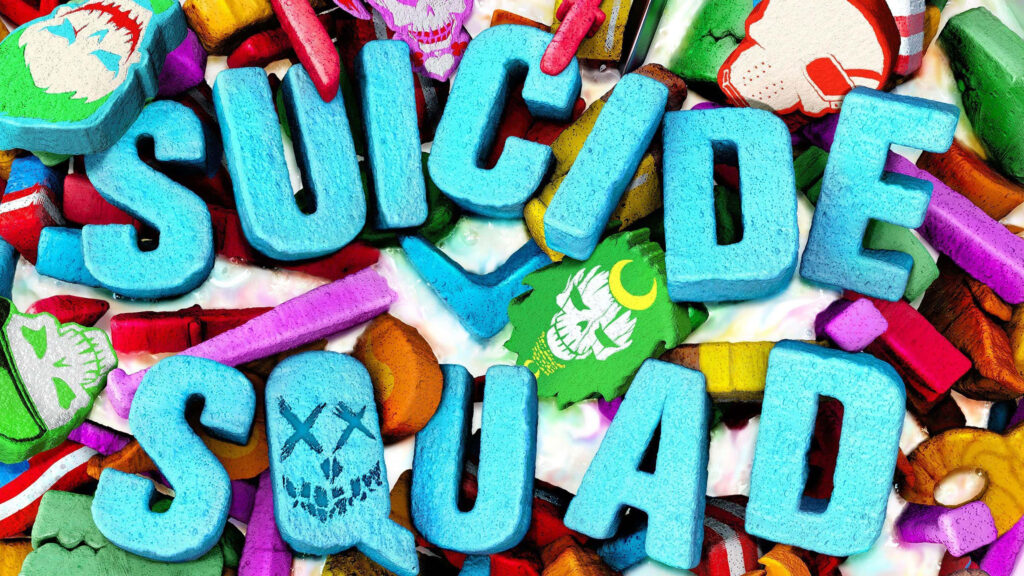 Vibrant Suicide Squad Wallpaper with Bold Character Graphics