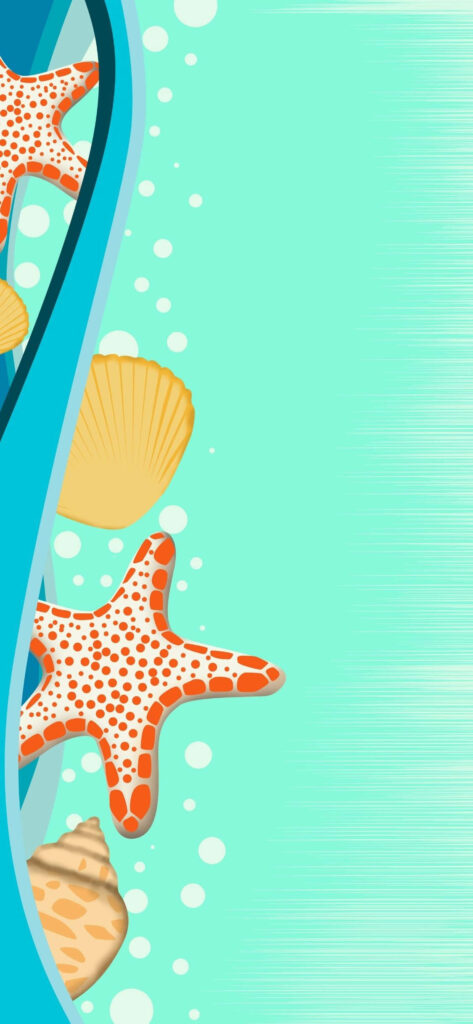 Summer Vector Wallpaper: Starfish, Seashells & Turquoise Waves
