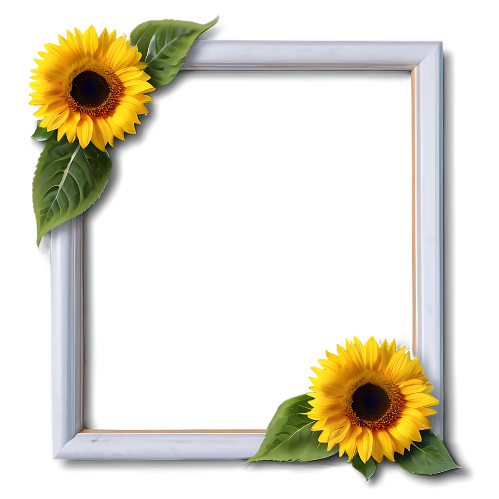 Vibrant Sunflowers Decorative Frame with Transparent Background Wallpaper