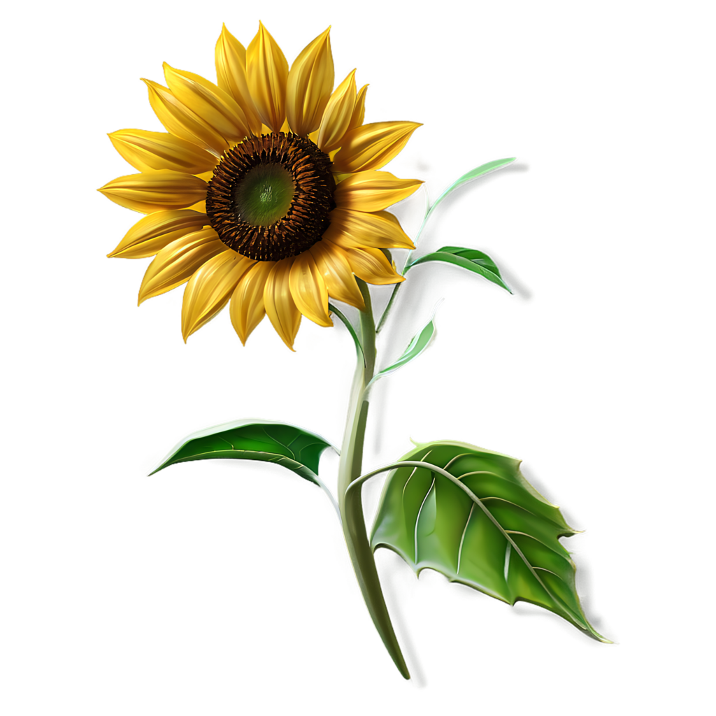 Realistic Golden Sunflower Illustration on Transparent Background Wallpaper